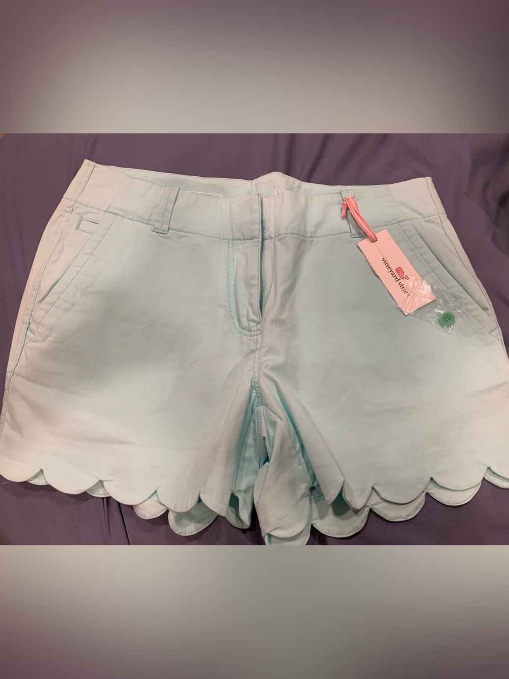 Vineyard Vines Scalloped Hem Cotton Shorts - light blue